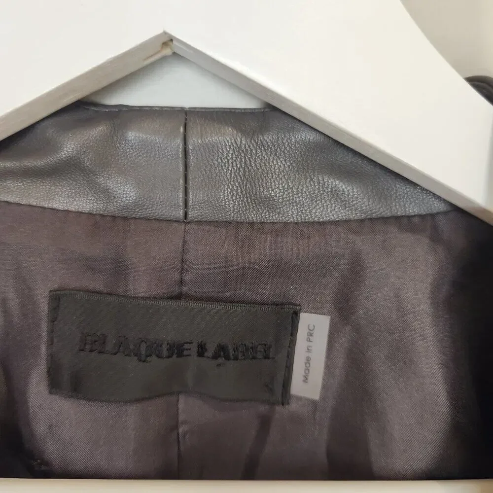 Blaque Label Grey Sculpted Blazer Faux Leather and Knit - Size S
